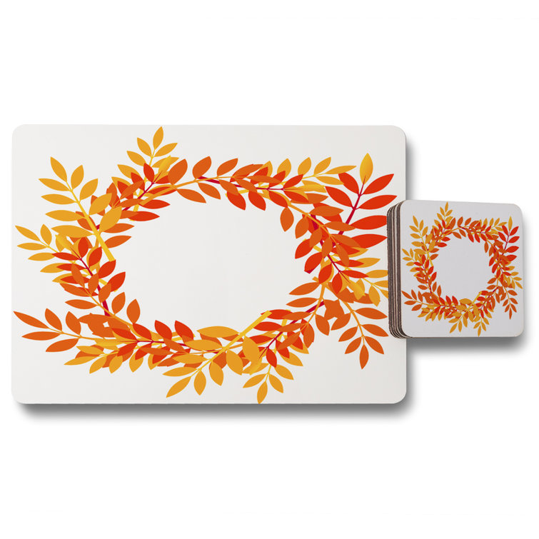 Ebern Designs Orange/Yellow Placemat And Coaster Set Wayfair.co.uk